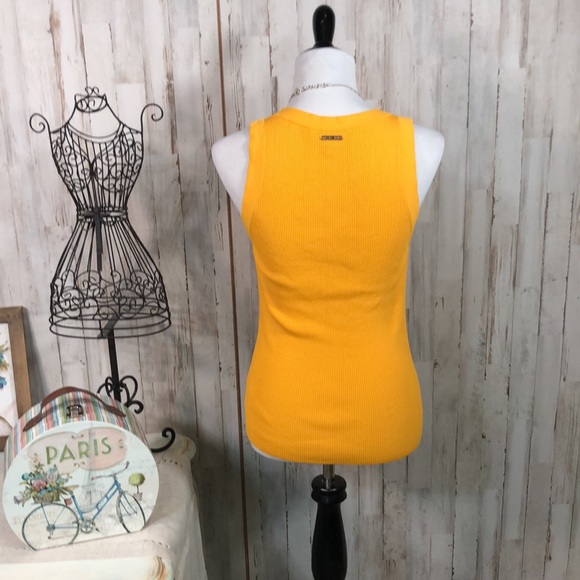 Michael Kors Ultra Stretch Dressy Tank Top in Taxi Cab Yellow Size Large - Picture 4 of 8